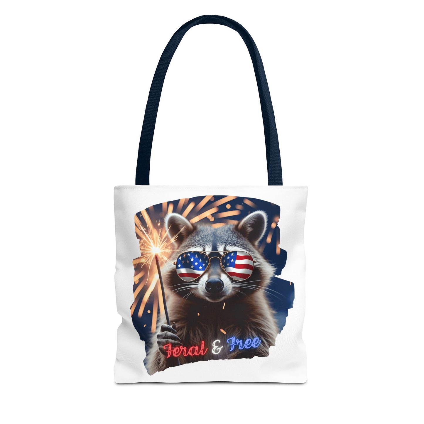 Chaos never looked so patriotic. This trash panda’s rocking flag shades, a sparkler, and zero chill. Feral. Free. Explosively American.