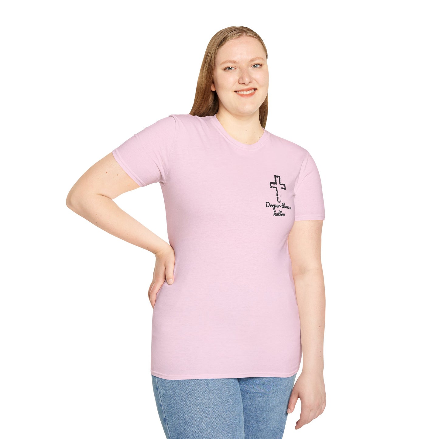 God’s Grace Runs Deeper Than Any Holler Christian Country Shirt – Faith Shirt with Mountain & Cross Back Design