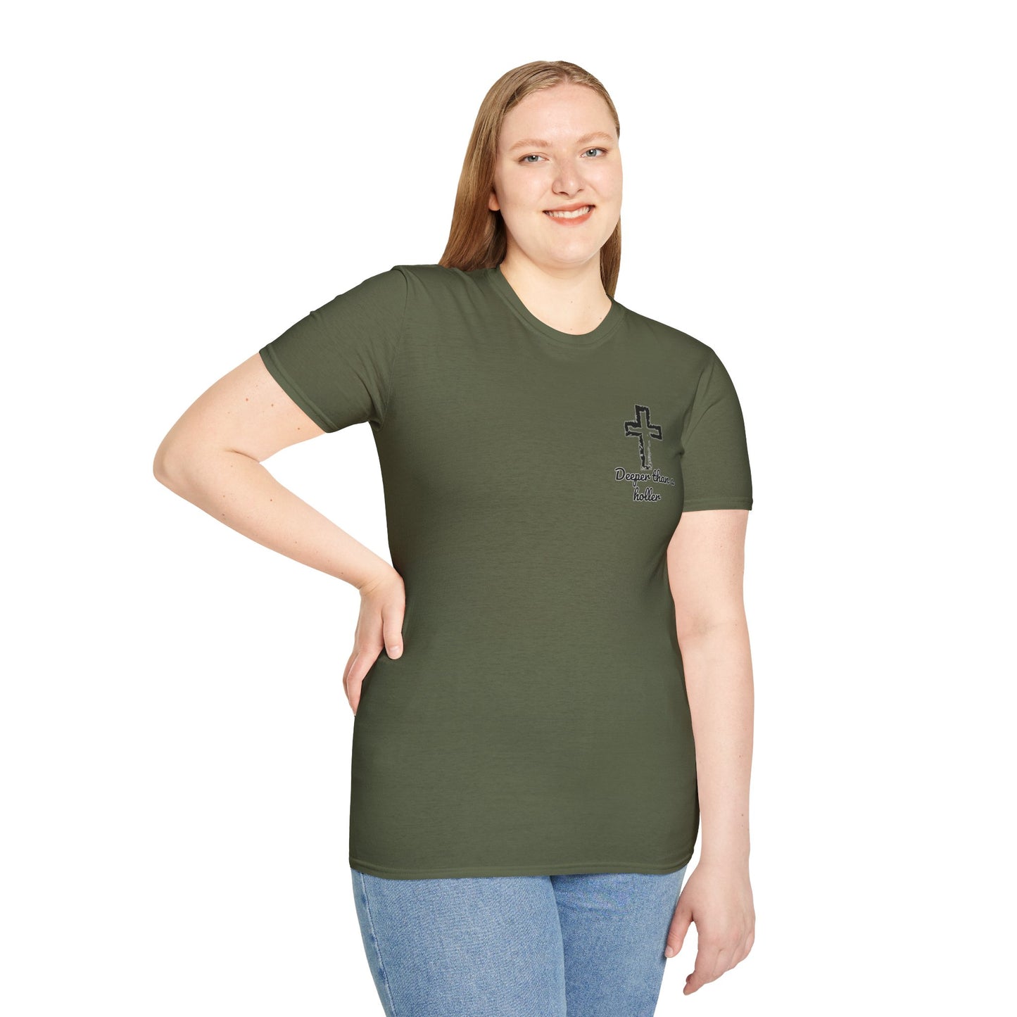 God’s Grace Runs Deeper Than Any Holler Christian Country Shirt – Faith Shirt with Mountain & Cross Back Design