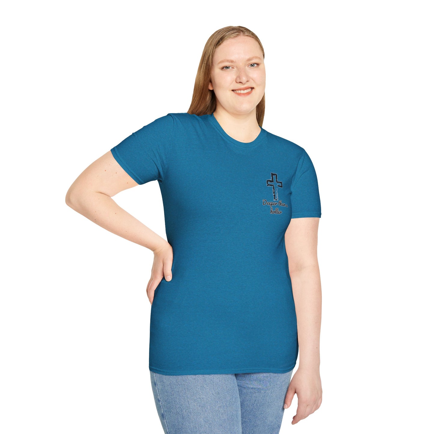 God’s Grace Runs Deeper Than Any Holler Christian Country Shirt – Faith Shirt with Mountain & Cross Back Design