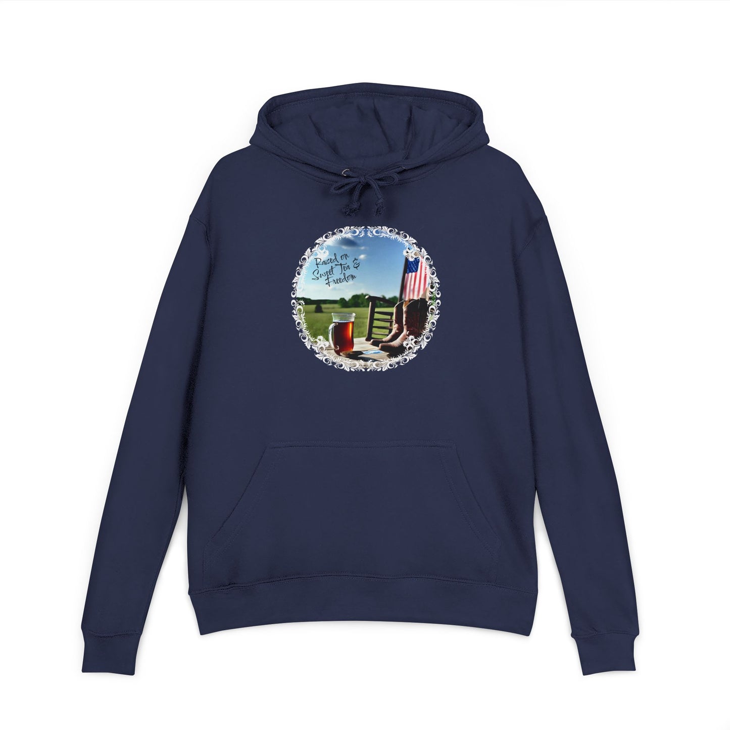 Sweet, Southern, and just a little savage. This French terry hoodie serves comfort with a side of attitude—because if you were raised on sweet tea and freedom, you already know you’re built different.