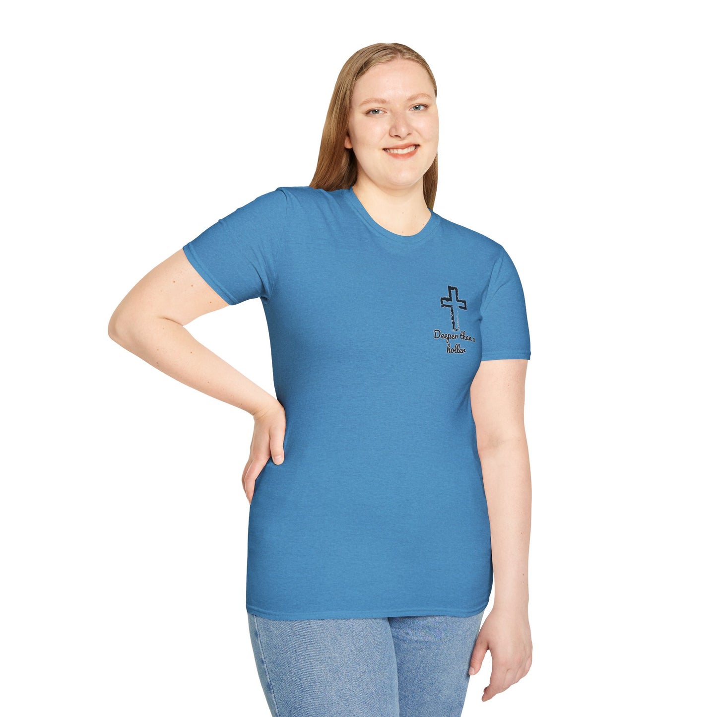 God’s Grace Runs Deeper Than Any Holler Christian Country Shirt – Faith Shirt with Mountain & Cross Back Design