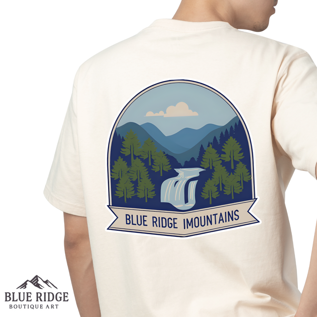 Blue Ridge Waterfall Poster Tee | Country Mountain Escape Shirt