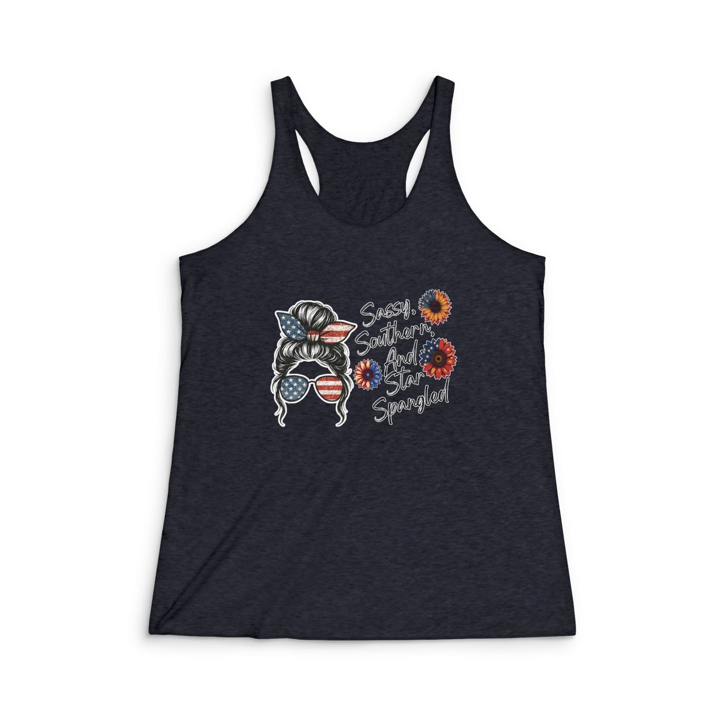 Show off your bold Southern pride in this “Sassy, Southern, and Star Spangled” tank! Comfy, cute, and perfect for summer days, BBQs, and celebrating freedom with a little fire.