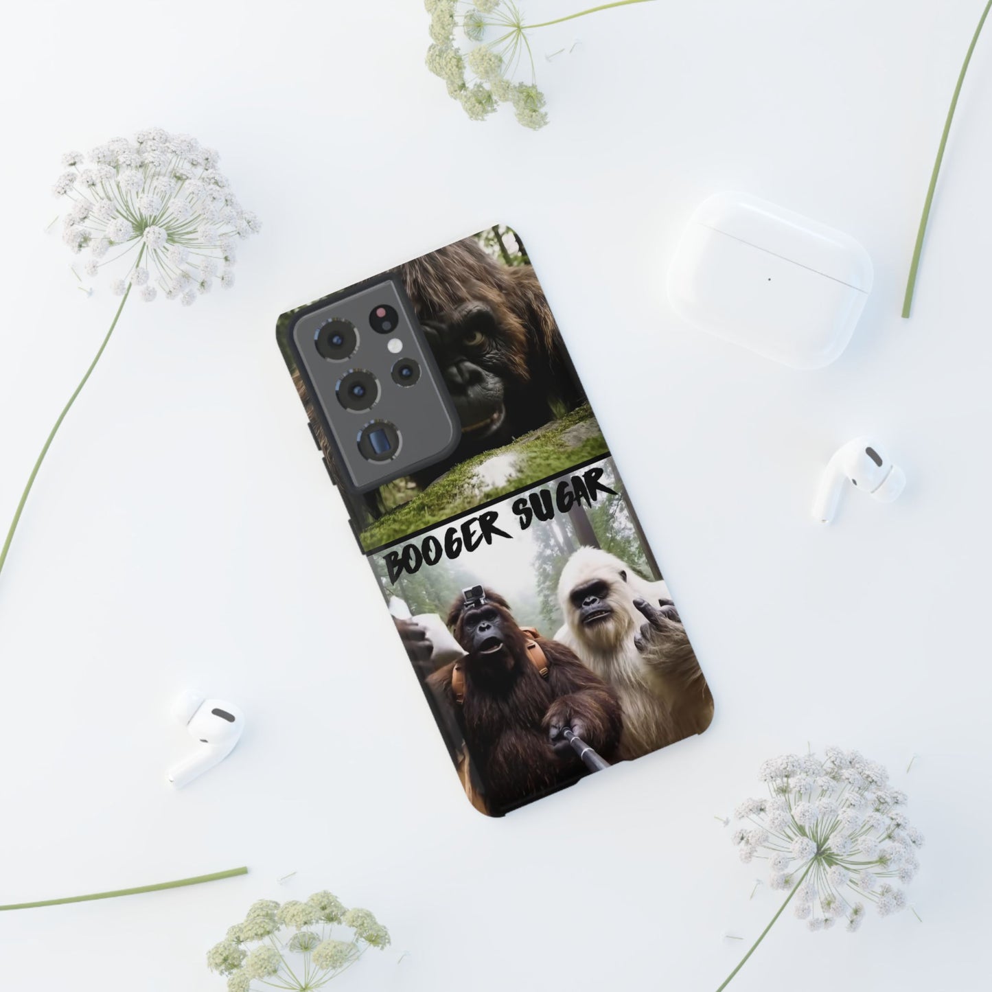 Protect your phone with pure cryptid chaos. Bigfoot and Yeti talkin’ booger sugar in full feral fashion. Weird? Yes. Iconic? Absolutely. 🦶❄️💨 #StayMythical