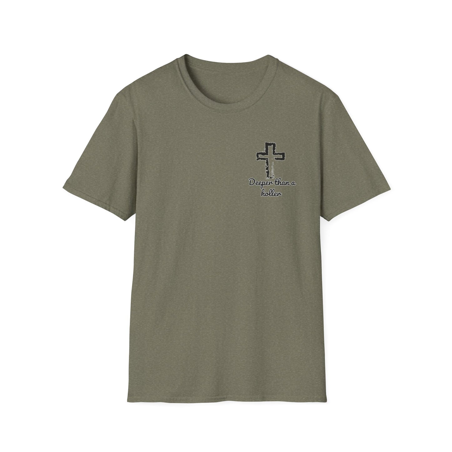 God’s Grace Runs Deeper Than Any Holler Christian Country Shirt – Faith Shirt with Mountain & Cross Back Design