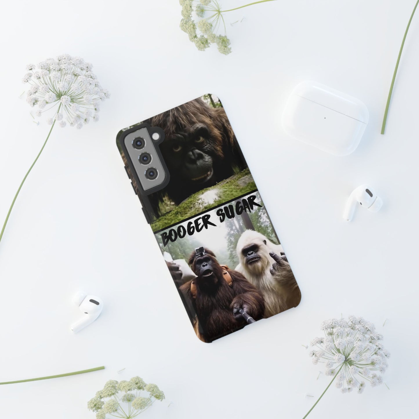 Protect your phone with pure cryptid chaos. Bigfoot and Yeti talkin’ booger sugar in full feral fashion. Weird? Yes. Iconic? Absolutely. 🦶❄️💨 #StayMythical