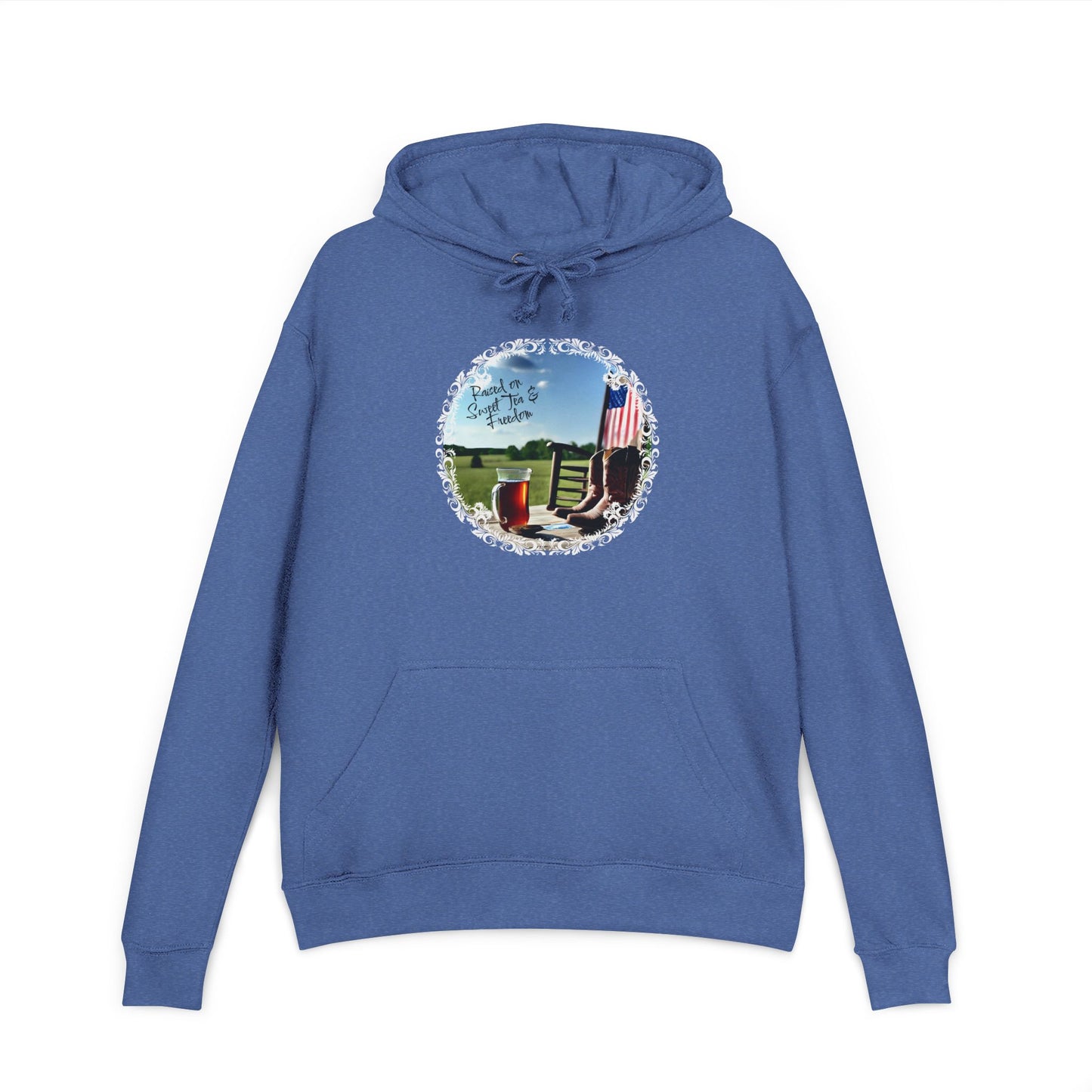 Sweet, Southern, and just a little savage. This French terry hoodie serves comfort with a side of attitude—because if you were raised on sweet tea and freedom, you already know you’re built different.