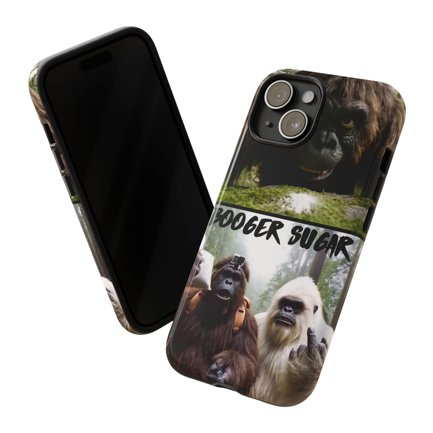 Protect your phone with pure cryptid chaos. Bigfoot and Yeti talkin’ booger sugar in full feral fashion. Weird? Yes. Iconic? Absolutely. 🦶❄️💨 #StayMythical
