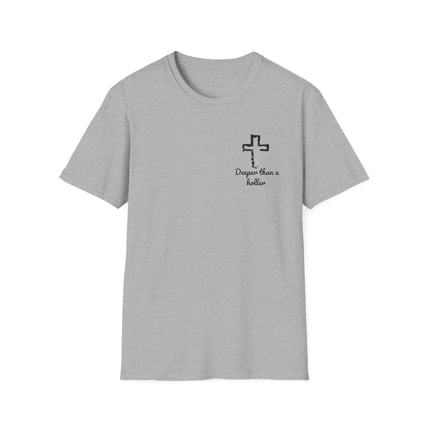 God’s Grace Runs Deeper Than Any Holler Christian Country Shirt – Faith Shirt with Mountain & Cross Back Design