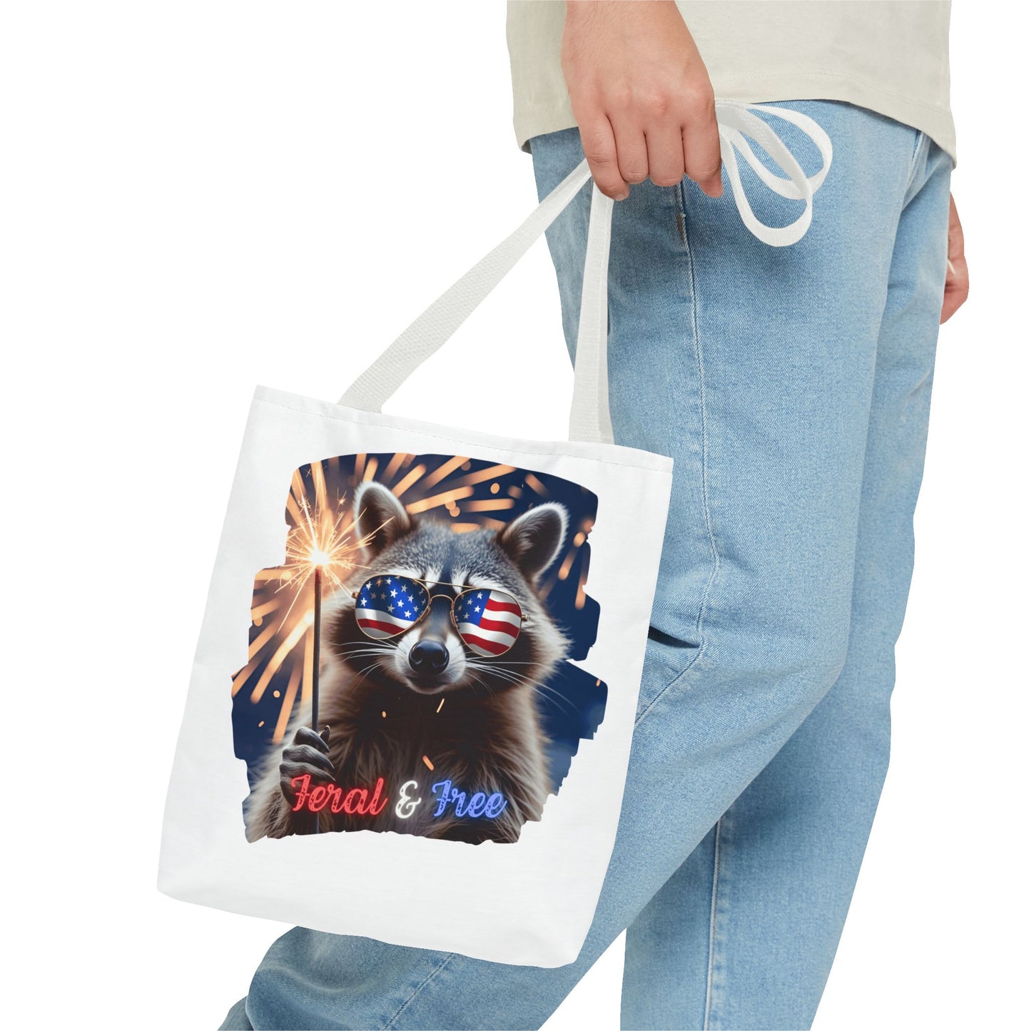Chaos never looked so patriotic. This trash panda’s rocking flag shades, a sparkler, and zero chill. Feral. Free. Explosively American.