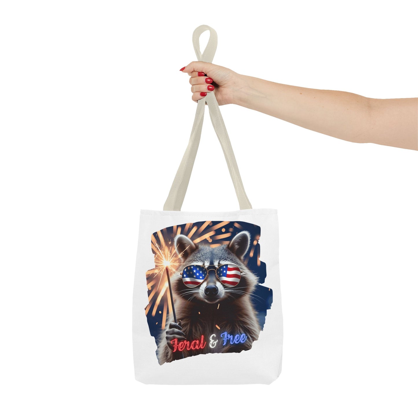 Chaos never looked so patriotic. This trash panda’s rocking flag shades, a sparkler, and zero chill. Feral. Free. Explosively American.