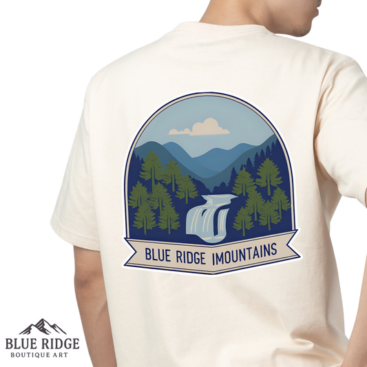 Blue Ridge Waterfall Poster Tee | Country Mountain Escape Shirt