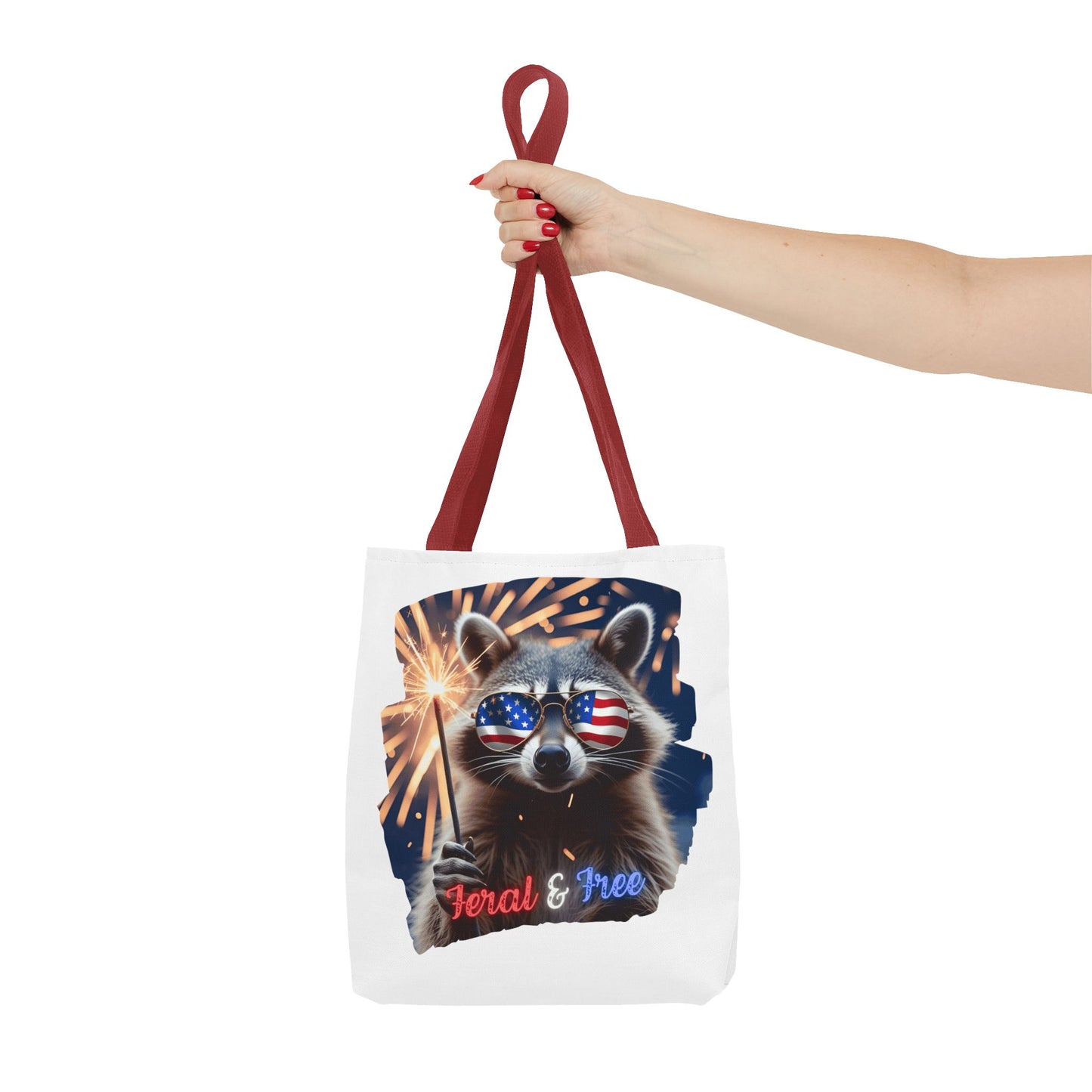 Chaos never looked so patriotic. This trash panda’s rocking flag shades, a sparkler, and zero chill. Feral. Free. Explosively American.