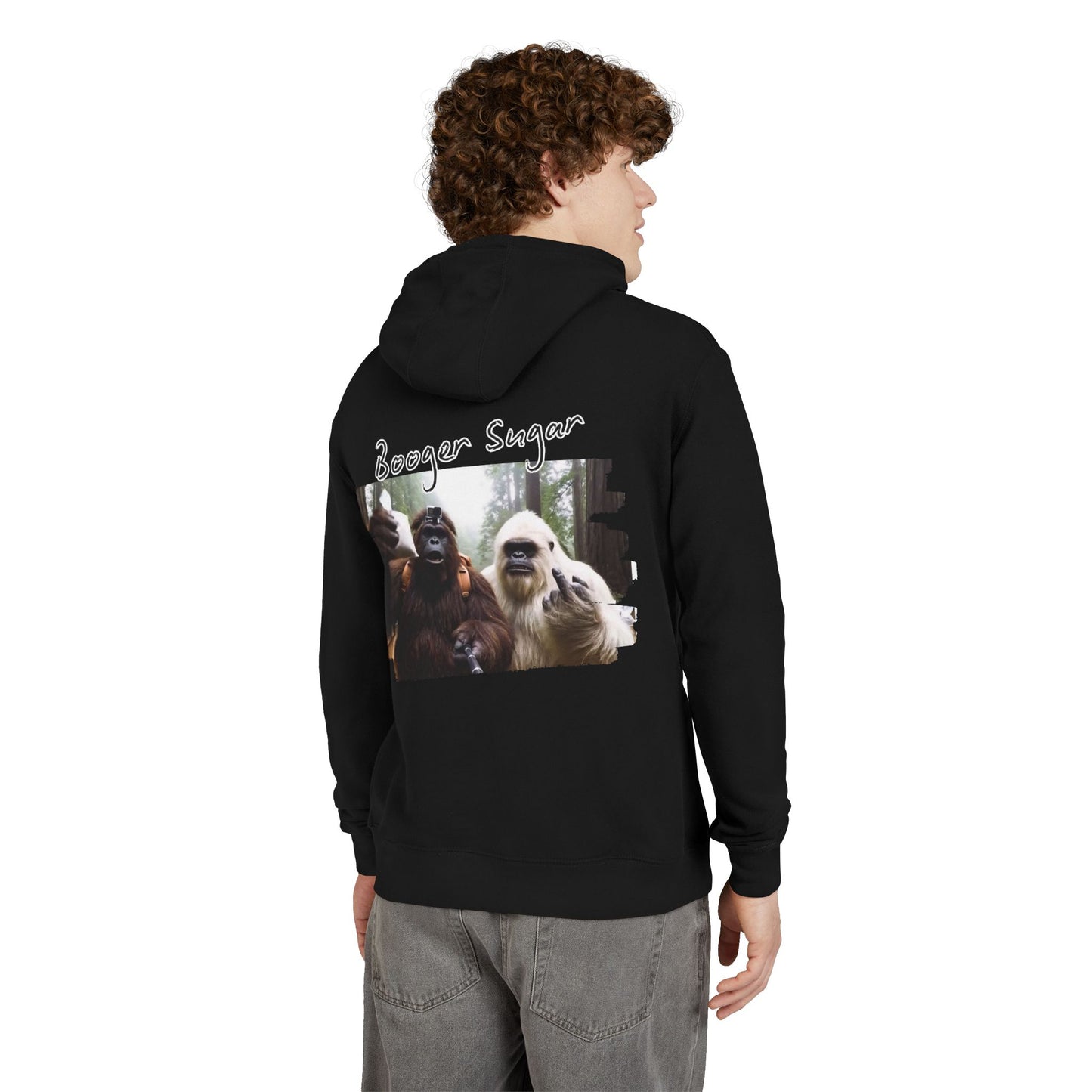 Bigfoot and Yeti talkin’ booger sugar like it’s forest gossip. This hoodie’s chaotic, cozy, and built for cryptid-core legends. Wear it loud—mythical ain’t even the half of it.