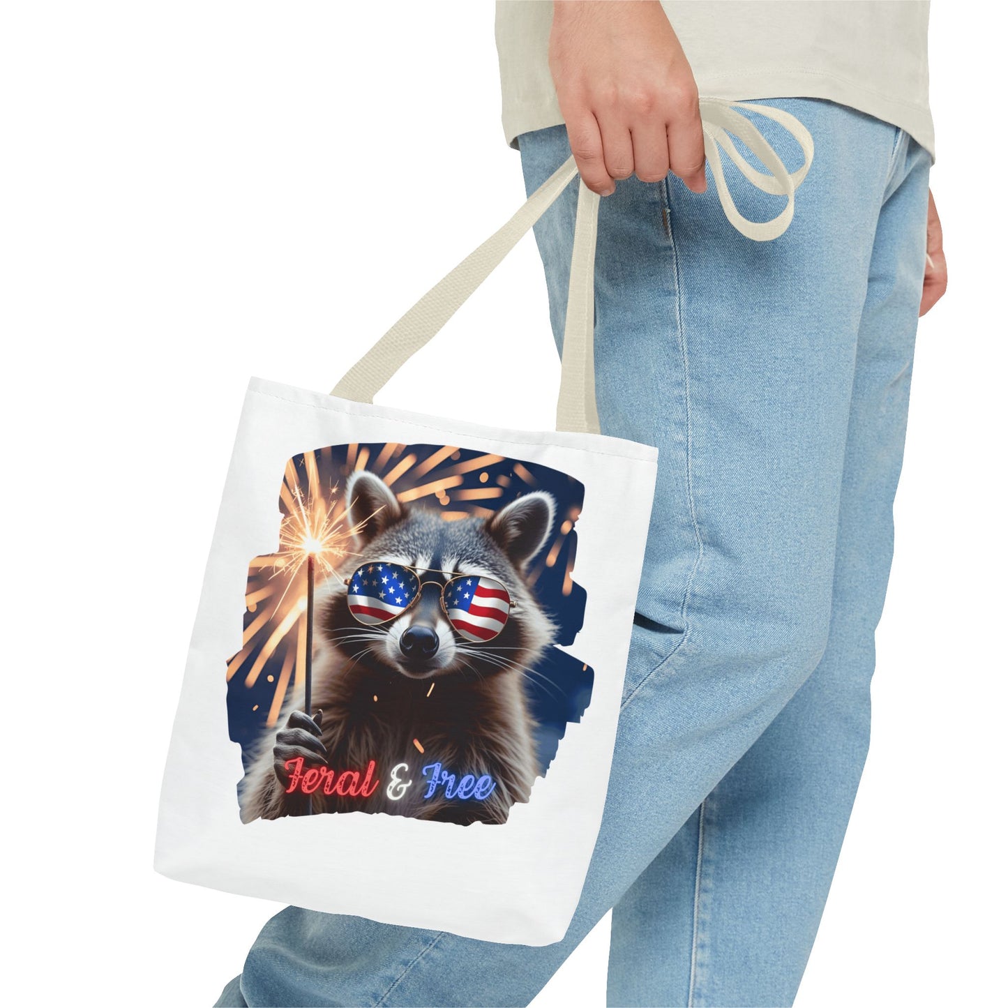 Chaos never looked so patriotic. This trash panda’s rocking flag shades, a sparkler, and zero chill. Feral. Free. Explosively American.