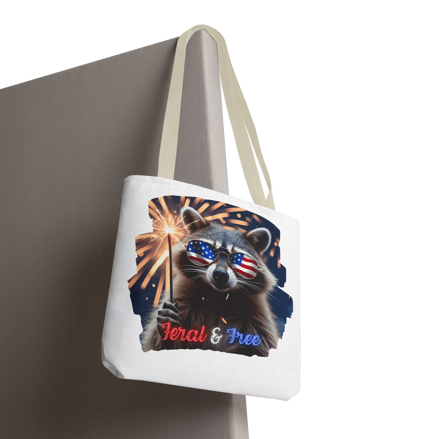 Chaos never looked so patriotic. This trash panda’s rocking flag shades, a sparkler, and zero chill. Feral. Free. Explosively American.