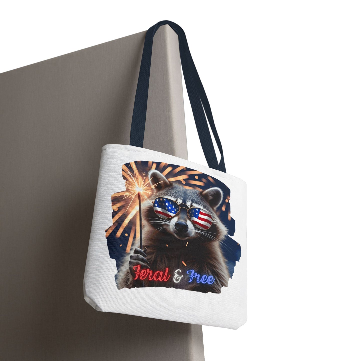 Chaos never looked so patriotic. This trash panda’s rocking flag shades, a sparkler, and zero chill. Feral. Free. Explosively American.