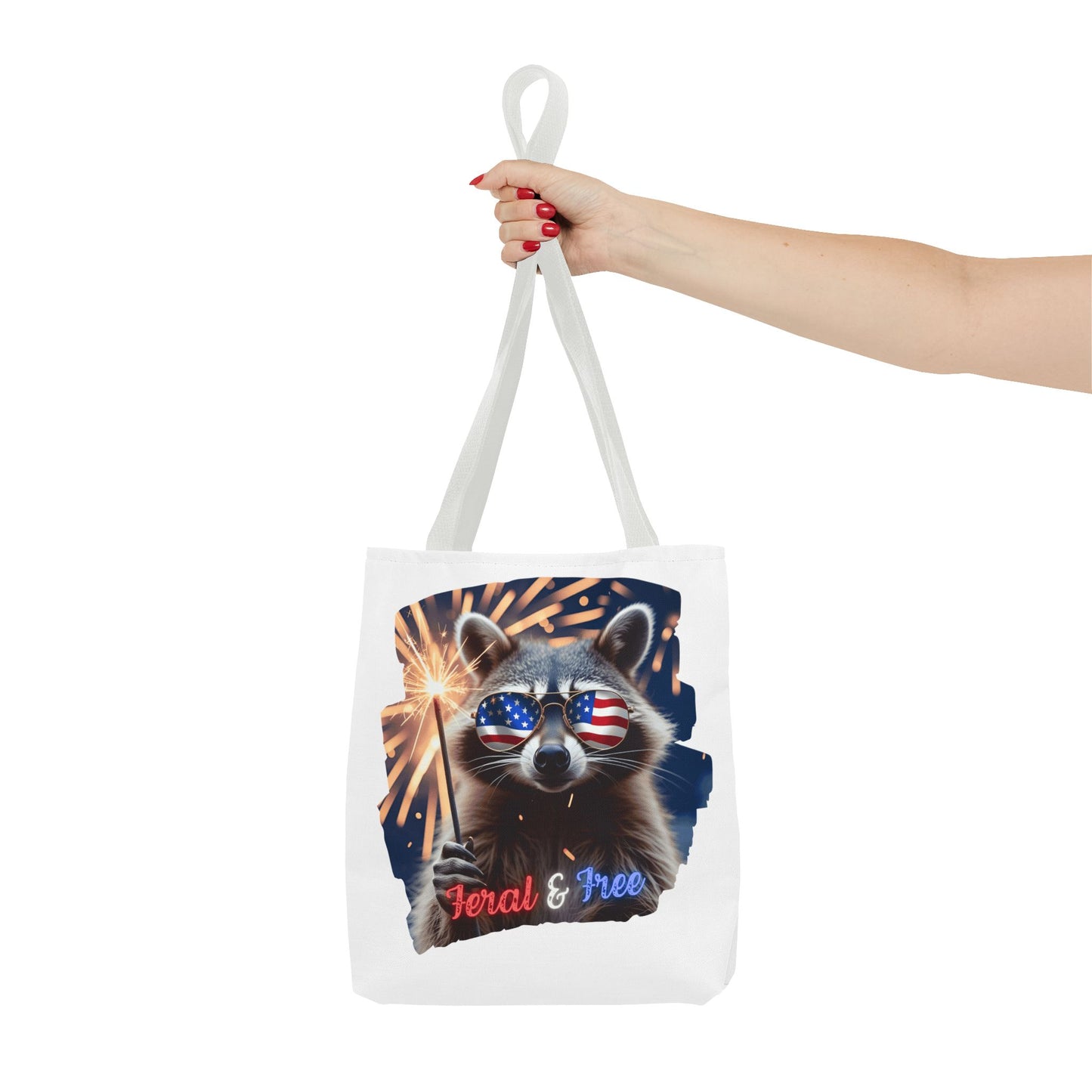 Chaos never looked so patriotic. This trash panda’s rocking flag shades, a sparkler, and zero chill. Feral. Free. Explosively American.