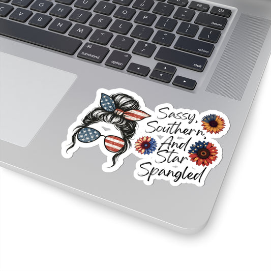 Add some attitude with this “Sassy, Southern, and Star Spangled” sticker! Bold, patriotic, and full of charm—perfect for water bottles, laptops, or wherever you show off your style.